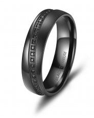 Black Titanium Modell Damenring D-BT-08 (mit Zirkonia auswählbar)